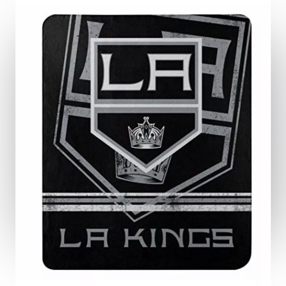 NEW NHL Los Angeles LA Kings Black & Gray Fleece Throw Blanket 50” By 60”